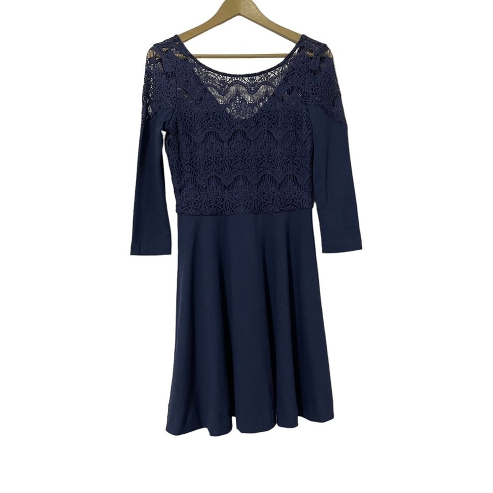 Lilly Pulitzer Navy Blue 3/4 Sleeve Mini Dress Size Medium